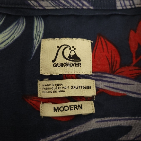 Quiksilver Scorpion Forest Cotton  Short Sleeve Shirt,Red Navy XXL - Picture 9 of 13